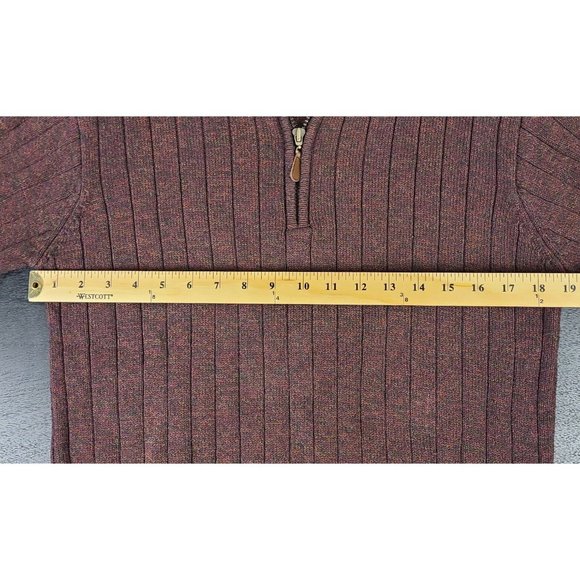 Oscar De La Renta Long Sleeve Quarter Zip Brown Pullover Sweater Men's Medium - Picture 6 of 15